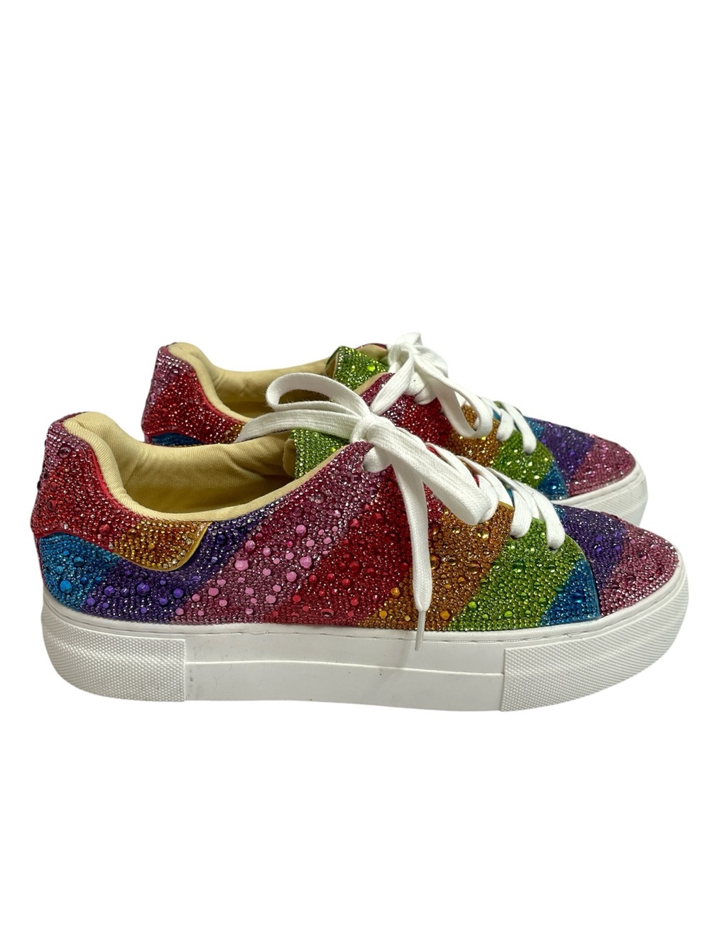 Betsey Johnson | Sidny Rhinestone Rainbow Pride Platform Sneakers Size 8.5